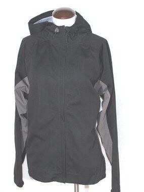 Go Lite Women's Waterproof Light Rain Jacket Seam Sealed w Hood Black & Grey XL